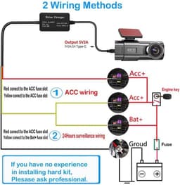 Dashcam-hardwire-kit 11ft/335cm, speciaal voor Q20/ Q20S / Q23 serie, 12V-24V, Type-C-aansluiting, Acc, 24 uur parkeerbewaking, laagspanningsbeveiliging — thumbnail 5