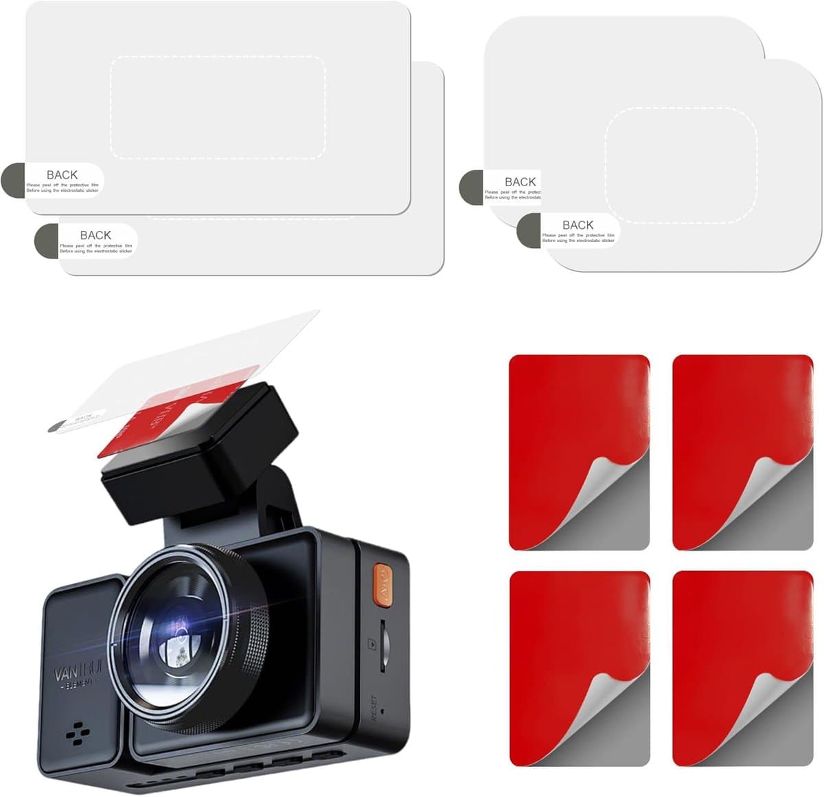 SnelShoppen - Extra Sterke Dashcam Kleefpads voor Voorruit en Dashboard - Antistatische Folies voor Dashcams - Transparante Montage Film - 5 Stuks — afbeelding 1
