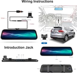 SnelShoppen - Dashcam Achteruitkijkspiegel Camera 9.66 Inch IPS LCD Touch Screen, Dual Camera 1080p met Nachtzicht, Parkeermonitor, Beweging Detectie, — thumbnail 4