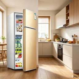 Koel-vriescombinatie 88 liter dubbele deuren compact ruimtebesparend gescheiden koel en vriesruimte voor grote voorraad voedsel en drankjes geschikt voor keuken slaapkamer kantoor en studentenkamer — thumbnail 4