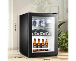 Vrijstaande mini-drankenkoelkast met één koelvak | Geschikt voor thuis en op kantoor voor het koelen van bier cocktails frisdranken en sappen | - Zwart