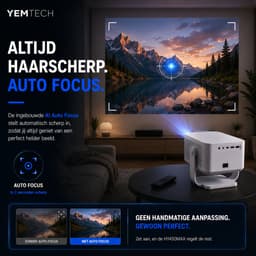 Yemtech® Mini Projector – Thuisbioskoop Projector – Mini Beamer – HY450max – 800 ANSI Lumen – Full HD 1080P – 8K Ondersteuning – Android 14 – WiFi 6 – Bluetooth 5.4 — thumbnail 3