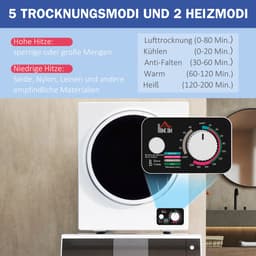 TEKROA® Mini-wasdroger - van 4 kg met 4 programma's - 2 verwarmingsstanden - sterilisatie tot 65℃, 850W voor kleding — thumbnail 5