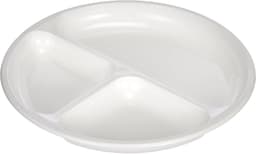Magnetron bord - Maaltijd bord - Eten opwarmen - Drie vakken - 25 cm diameter - Wit — thumbnail 1