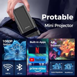 Mini Projector - Draagbare projector - 4K-ondersteuning - Autofocus en Keystone-correctie - Voor Thuisbioscoop — thumbnail 2