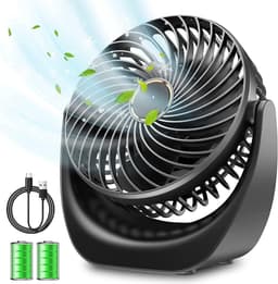 Solvix tafel ventilator geluidloos - Bureauventilator - Zwart - Oplaadbare 4000 mAh Accu - 5 Snelheden - Voor Thuis en Op Kantoor — thumbnail 1