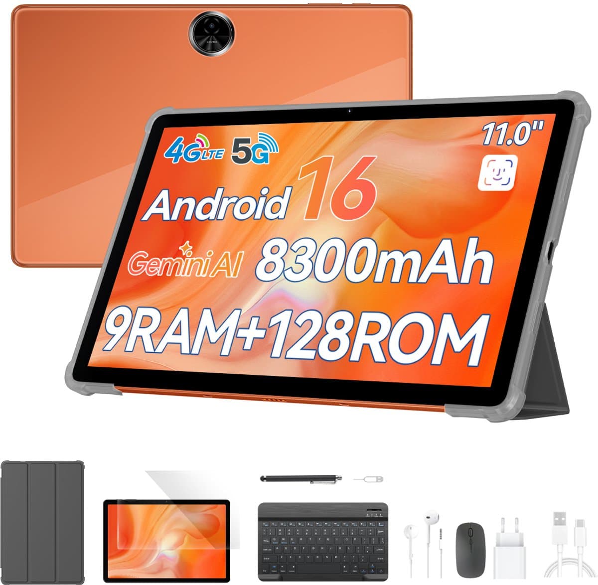 Blackview ZENO5 Tablet - 12GB RAM - 128GB ROM- 8300mAh- Android 16 - Oranje — afbeelding 1