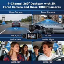 Dashcam - 3 Inch Display - 360° Rondom Zicht - Wifi Dashcam met Nachtzicht - Voor Auto's — thumbnail 2