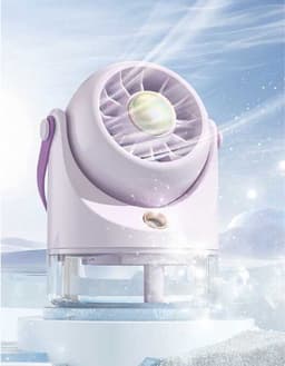 LISM-Superstille mini-USB-ventilator Geschikt voor op het bureau, draagbare mini-airconditioner met batterij, Geschikt voor kamperen, reizen en kantoor; kleine ventilator op batterijen Geschikt voor verkoeling met nevel. — thumbnail 2
