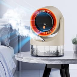 LISM bureauventilator, 100 windsnelheden, oplaadbaar, stille koeling; kleine persoonlijke ventilator geschikt voor kantoren, huizen, slaapkamers, studentenkamers, zomergebruik, draagbaar, verstelbaar, krachtige mini-luchtkoeler. — thumbnail 1