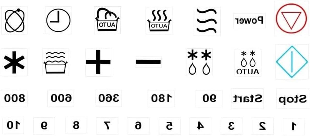 Magnetron Schakelaar Stickers - Symbool Markering - Keuken Gebruik - Verwijderbaar Zonder Resten - Smal Formaat - Wit — afbeelding 1