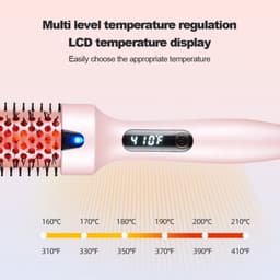 Brush Thermoborstel met infraroodtechnologie, 2-in-1 styler & föhn, 30 seconden snelle opwarming, lcd-temperatuurweergave, ionische krulborstel voor natuurlijke krullen en gladmaken # zwart — thumbnail 4