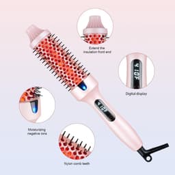 Brush Thermoborstel met infraroodtechnologie, 2-in-1 styler & föhn, 30 seconden snelle opwarming, lcd-temperatuurweergave, ionische krulborstel voor natuurlijke krullen en gladmaken # zwart — thumbnail 3