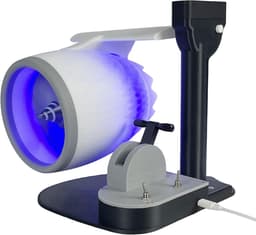 Bureauventilator met vliegtuigturbomotor, creatief bureaumodel met straalmotorturbofan, model met rode staartmotor voor slaapkamer, thuiskantoor, wit — thumbnail 1