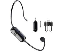 Draadloze microfoon headset met 2 in 1 functie en lange afstandsbereik