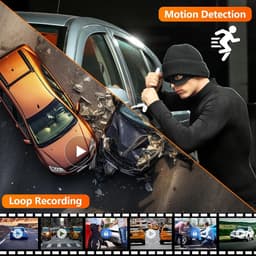 SnelShoppen - 4-Kanaals Dashcam Achteruitkijkspiegel 3.16 Inch, 1080P Auto Recorder met 4 Camera's, Nachtzicht, Bewegingsdetectie, Parkeerhulp + 64GB — thumbnail 3