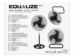 Equalize Ventilator 3 in 1 - 80 watt - Industrial - Zeer Krachtige Ventilator - Statief, ophangen of neerzetten - Roest Vrij Staal - Kop van 45cm - RVS — thumbnail 3