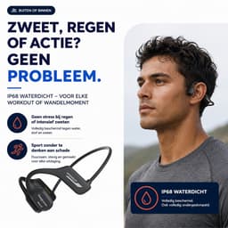 Variogoods Zwemkoptelefoon - Bone Conduction Headphone met MP3 Speler - Bluetooth - IP68 Waterdicht - Open Ear Sport Oortjes - Draadloze Sportkoptelefoon - 6 Uur Batterij - Waterdichte Hardloop Oordopjes - Zwemmen, Hardlopen & Fietsen - Zwart — thumbnail 2