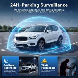 Dashcam voor auto - Zwart - 2,4 inch Display - 4 Camera's met 1080P en 480P Resolutie - 360° Panoramisch Beeld en Nachtzicht — thumbnail 3