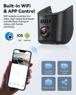 Dashcam voor auto - Zwart - 4K UHD 2160p Resolutie - WiFi en App Bediening - Met Nachtzicht en G-sensor — thumbnail 5