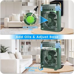 Casalora Portable Aircooler - Airco Zonder Afvoerslang - Tafelventilator -Luchtkoeler 4-in-1 -3 windsnelheden met 600ml Watertank - Groen — thumbnail 2