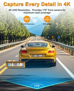 Dashcam 4K wifi met CPL filter autobeeldcamera 170° groothoek G-sensor app bediening met 64GB SD kaart — thumbnail 2
