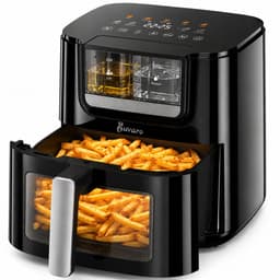 BUVARO Airfryer XL 7L – Automatische Olie- en Watersproeifunctie – 1800 W – 8 Programma’s – Kijkvenster – Zwart — thumbnail 1