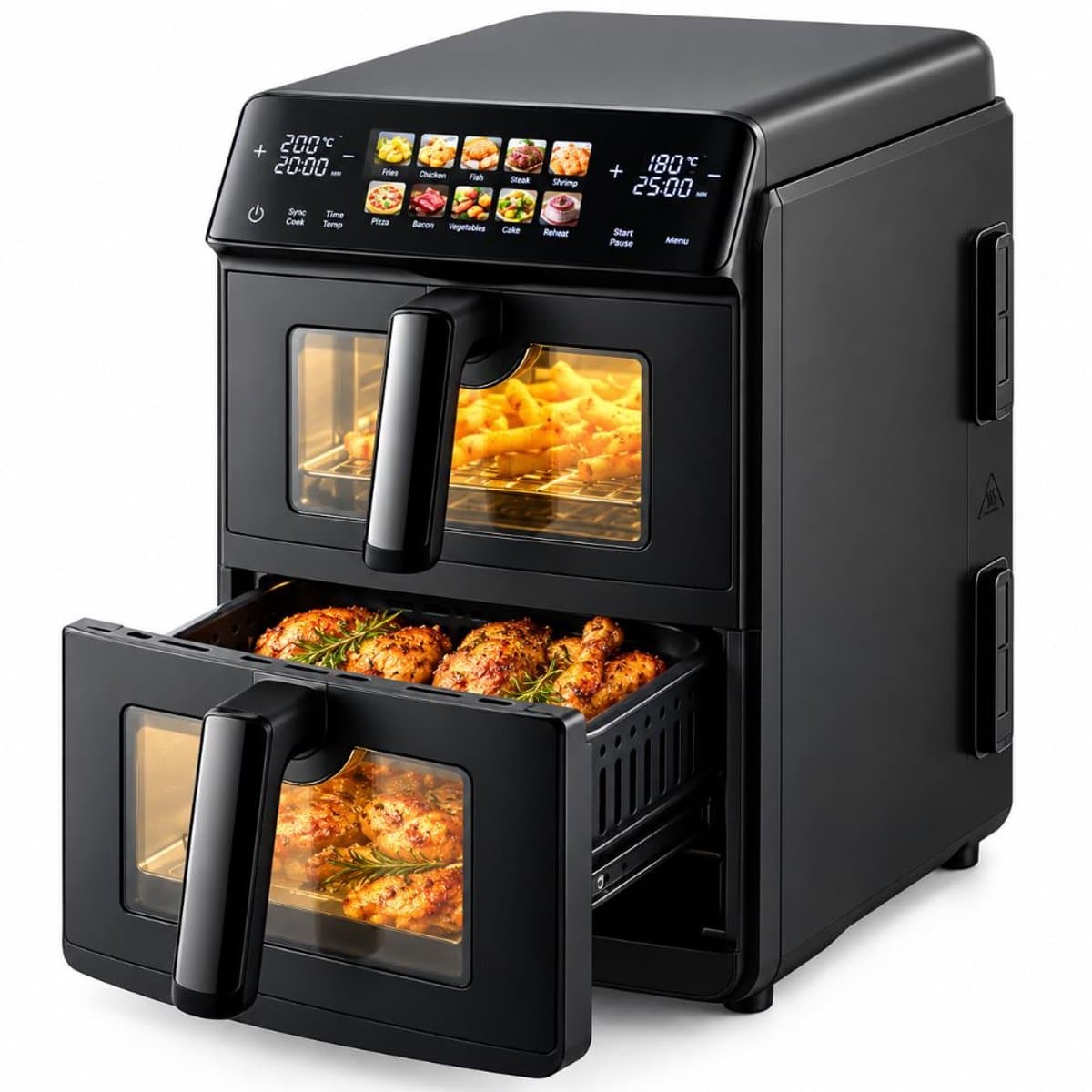 Just Perfecto Olievrije Heteluchtfriteuse – Digitale Airfryer met 2 Boven Elkaar Geplaatste Bereidingscompartimenten en Touchscreen, voor Gezond Frituren — afbeelding 1