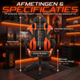 Gaming Stoel – Comfortabele Gamer Chair – Zwart/Rood – Verstelbaar — thumbnail 2