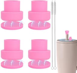 4 stuks magnetische rietjesdeksels voor Brümate 30/40oz Era & Resa Tumblers, siliconen magnetische rietjesdeksels met pakkingen en reinigingsborstels voor wandelen, klimmen en picknicken (roze) — thumbnail 1