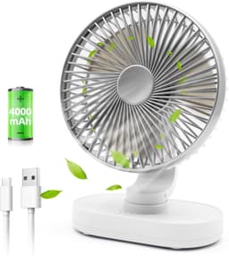 Tafelventilator Oplaadbaar – Stille Ventilator – 4 Snelheden – 90° Oscillatie – 4000 mAh-zilver — thumbnail 1