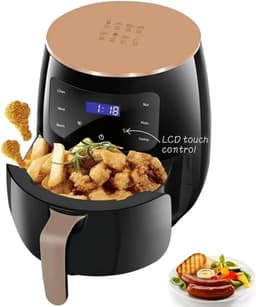 VERON VR-1011 Airfryer – 1400W – 5 Liter Binnenmand / 6 Liter Buitenpan – Digitale Touchscreen – Zwart/Goud — thumbnail 1