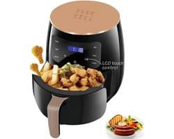 VERON VR-1011 Airfryer – 1400W – 5 Liter Binnenmand / 6 Liter Buitenpan – Digitale Touchscreen – Zwart/Goud