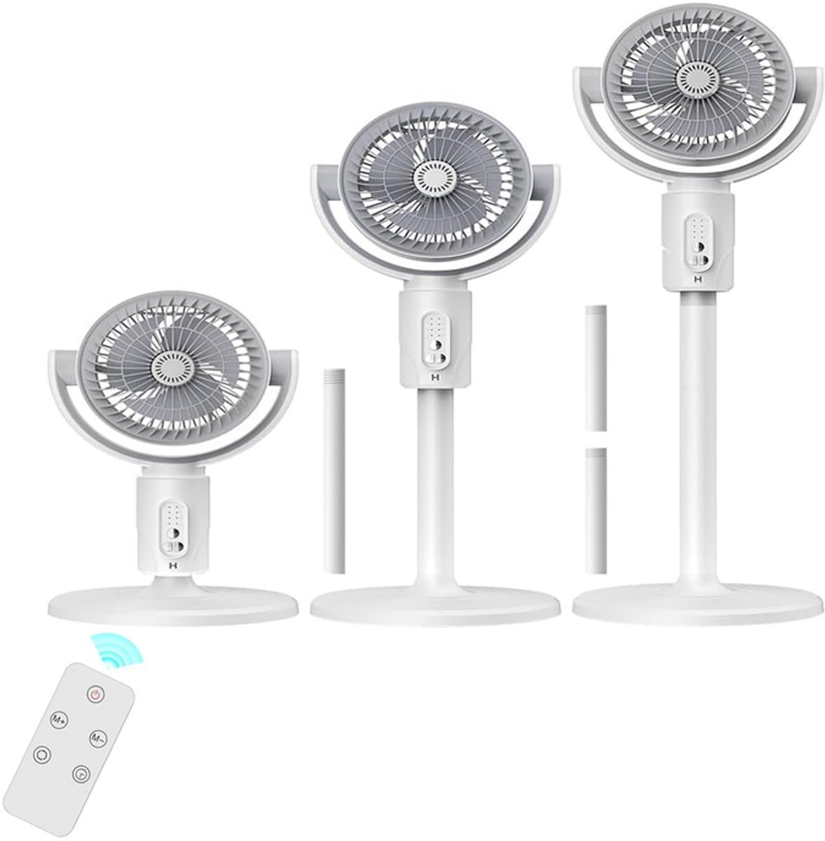 KZQ Staande Ventilator Voor Slaapkamer - Luchtcirculator - 90° En 180° Oscillerend - 5 Snelheden - 3 In 1 Vloer En Tafel Model - 38cm 60cm 82cm Verstelbare Hoogte - Met Afstandsbediening - Voor Thuis En Studentenkamer - Wit — afbeelding 1