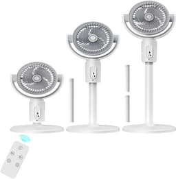 KZQ Staande Ventilator Voor Slaapkamer - Luchtcirculator - 90° En 180° Oscillerend - 5 Snelheden - 3 In 1 Vloer En Tafel Model - 38cm 60cm 82cm Verstelbare Hoogte - Met Afstandsbediening - Voor Thuis En Studentenkamer - Wit — thumbnail 1