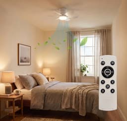 Stille Plafondventilator met Licht - Afstandsbediening - 50W - Plafondventilatorlamp - APP - Woonkamer - 6 Snelheden - 3 Bladen - Wit - 66 cm — thumbnail 4