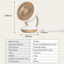 Tafelventilator stil – Luchtcirculator 20 dB – 8 snelheden – 3D oscillatie – Afstandsbediening — thumbnail 5