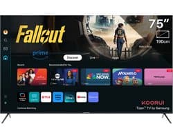 Koorui Tizen by Samsung Smart TV - QLED 4K Ultra HD - 75 inch/191 cm - Voice Controle - Streaming apps – AirPlay – Hotelmodus - HDMI x3, USB x2, CI+ - Tripple Tuner DVB-T/T2/S/S2/C - Frameless Design - Geassembleerd in Nederland - K75D5UQ-T8