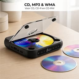 Somstyle Draagbare CD Speler met Bluetooth - EA100 - 3.5 MM Aux - Discman - CD / CD-R / CD-RW - MP3 - Zwart — thumbnail 4