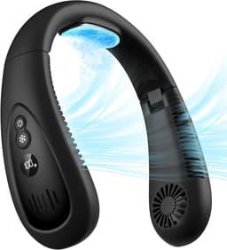 Ventilator - Nekventilator met koelplaat - 360 graden koeling - 5000mAh oplaadbaar - USB - Bladloos en opvouwbaar - Handsfree draagbaar - Zwart — thumbnail 1