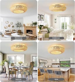 Plafondventilator met Verlichting – Stil – Bamboe – Afstandsbediening – 6 Snelheden – E27 – 51 cm — thumbnail 5