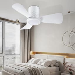 Epochglo Plafondventilator met Verlichting - Ø 71cm - 20W DC Motor - Fluisterstil - Dimbaar LED 3000-6500K - Reversibel (Winterstand) - Afstandsbediening - Timer - Geheugenfunctie - Plafondlamp Ventilator Voor Slaapkamer & Woonkamer - Wit — thumbnail 5