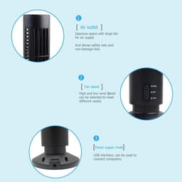 Bladloze Torenventilator - Draagbare USB Desktop Ventilator - 2 Snelheden - Oscillerende Luchtkoeler - Mini Ventilator voor Thuis en Kantoor - Wit — thumbnail 4