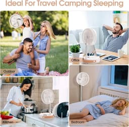 LISM - 10000mAh draagbare zwenkventilator, opvouwbare oplaadbare staande ventilator, 4 snelheden, aromadiffuser, drielaags nachtlampje, stille warmteafvoer, Geschikt voor kamperen, reizen, kantoor en slaapkamer. — thumbnail 2