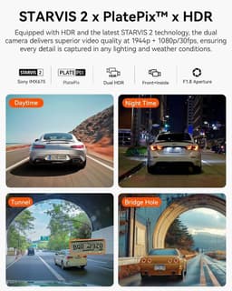Dual Dashcam - 2,7K/1080P - Ingebouwd Nachtzicht - GPS en WiFi - Voor Auto's — thumbnail 4
