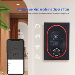 Slimme Thermostaat - Verwarmingsthermostaat Temperatuurregelaar - Comfortabel Binnenklimaat - APP Bediening - 130 x 88 x 383 mm - Zwart — thumbnail 3
