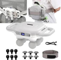 Massagepistool, 6-koppige diepweefselmassager, 1500 mAh, spiermassageapparaat met 18 massagekoppen en heupgordel en 50 snelheden voor pijnverlichting voor rug taille buik benen — thumbnail 1