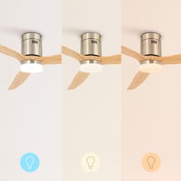 Plafondventilator met Licht - Ventilator - Comfort Verhogend - Stille DC Motor - 132 cm Diameter - Natuurlijk Hout — thumbnail 3
