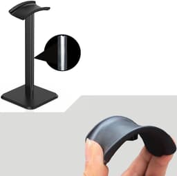 Hoofdtelefoonstandaards - Set van 2 - Headsetstandaards - Standaards voor over-ear hoofdtelefoons - Displaystandaards voor headsets - Bureau-opbergrek - Universeel ophangrek - Verdikte voet - 10,5*10,5*23 cm - Zwart — thumbnail 2