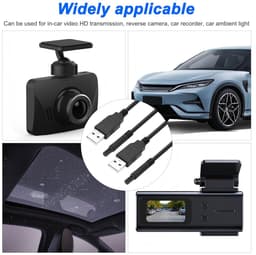 SnelShoppen - USB naar 4 Pin Backup Camera Verlengkabel 1m - USB 2.0 A Plug naar 4 Pin Dashcam Kabel voor Achteruitrijcamera, Reverse Mirror, Auto Rec — thumbnail 2